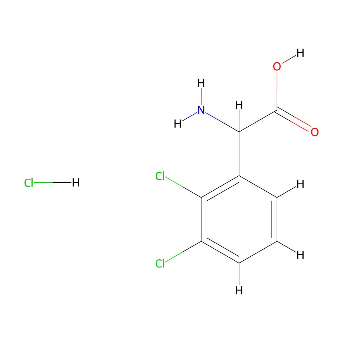 Amino(2,3-dichlorophenyl)acetic acid hydrochloride molecular structure, CAS 1025447-40-8