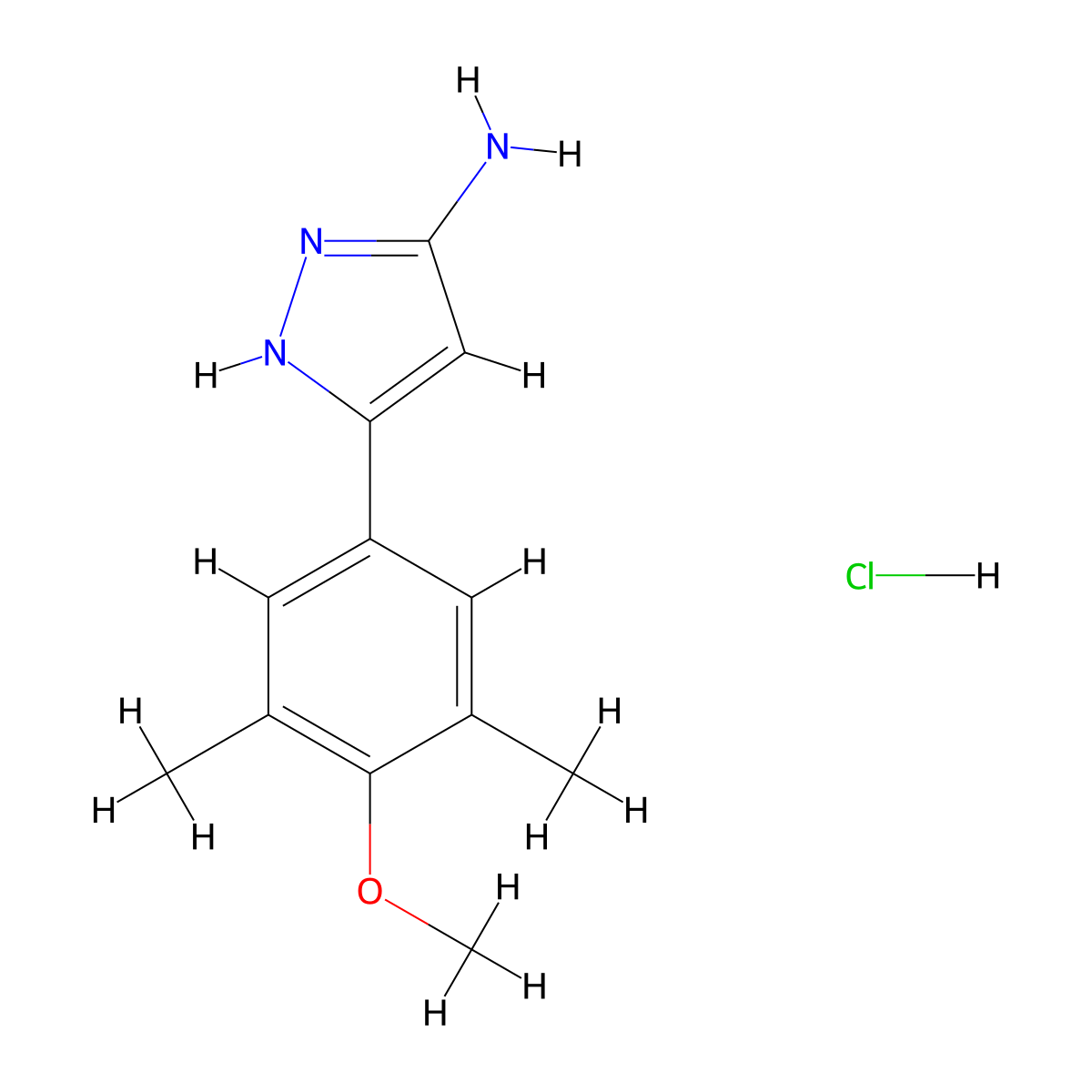 3-(4-Methoxy-3,5-dimethylphenyl)-1H-pyrazol-5-amine hydrochloride molecular structure, CAS 1025447-50-0
