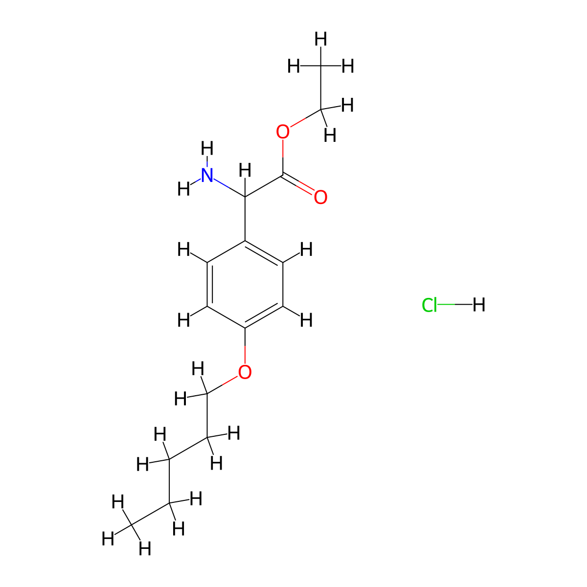 Ethyl amino[4-(pentyloxy)phenyl]acetate hydrochloride molecular structure, CAS 1025447-53-3