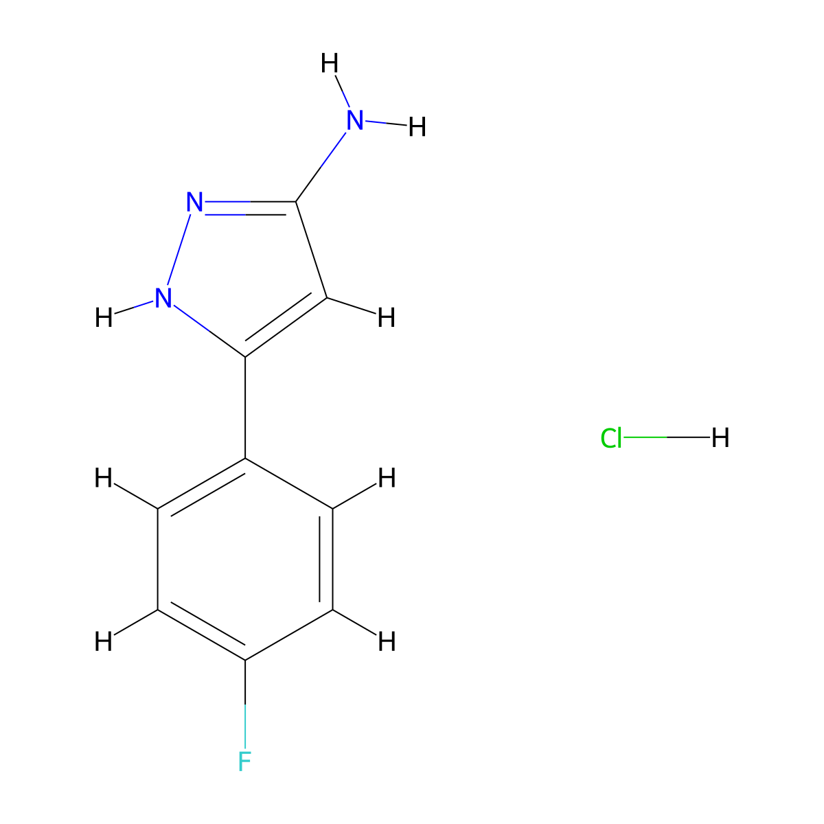 3-(4-Fluorophenyl)-1H-pyrazol-5-amine hydrochloride molecular structure, CAS 1025447-54-4