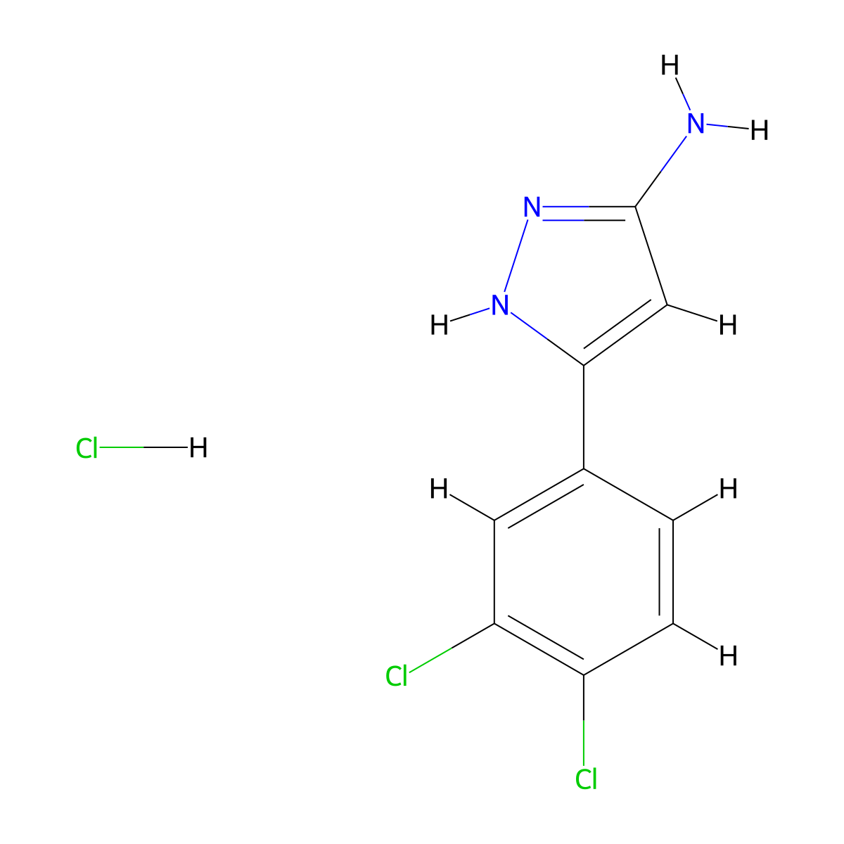 3-(3,4-Dichlorophenyl)-1H-pyrazol-5-amine hydrochloride molecular structure, CAS 1025447-55-5