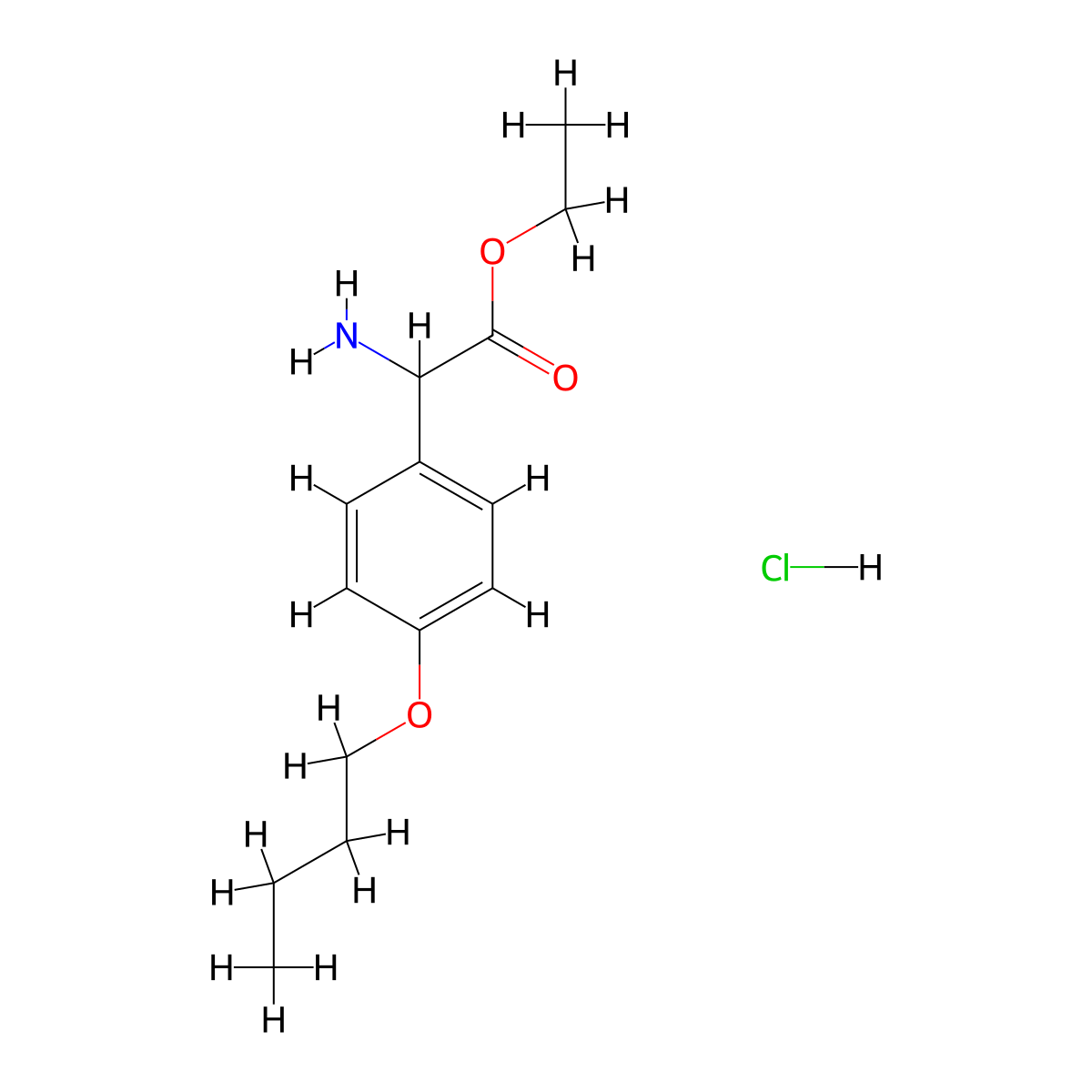 Ethyl amino(4-butoxyphenyl)acetate hydrochloride molecular structure, CAS 1025447-59-9