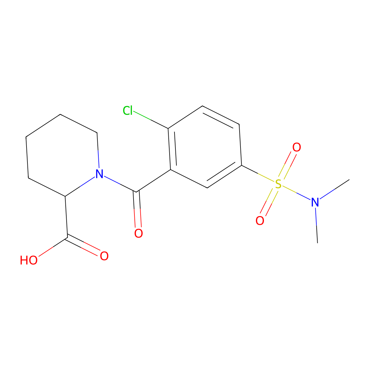 1-[2-Chloro-5-(dimethylsulfamoyl)benzoyl]piperidine-2-carboxylic acid molecular structure, CAS 1025448-30-9