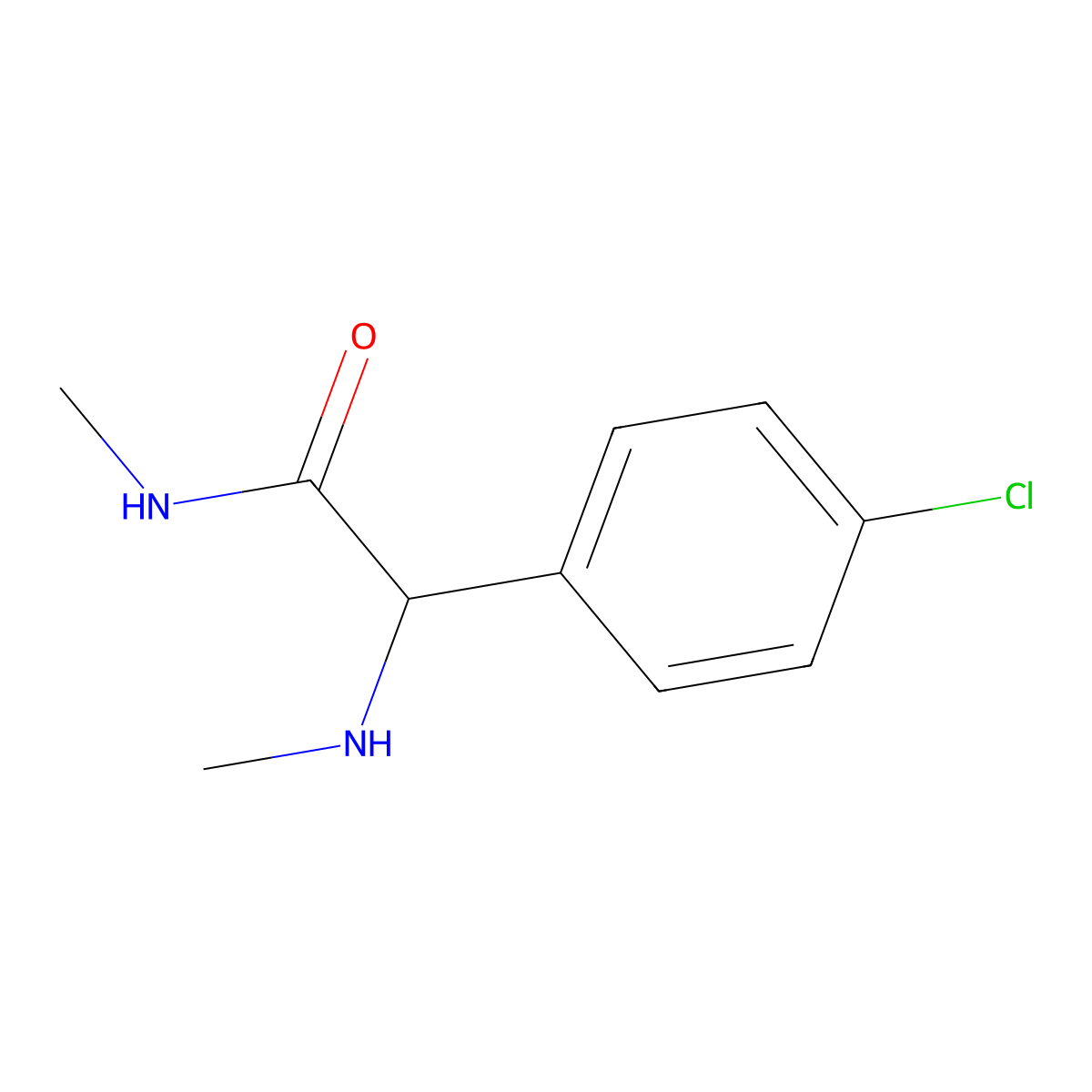 2-(4-chlorophenyl)-N-methyl-2-(methylamino)acetamide molecular structure, CAS 1025448-42-3