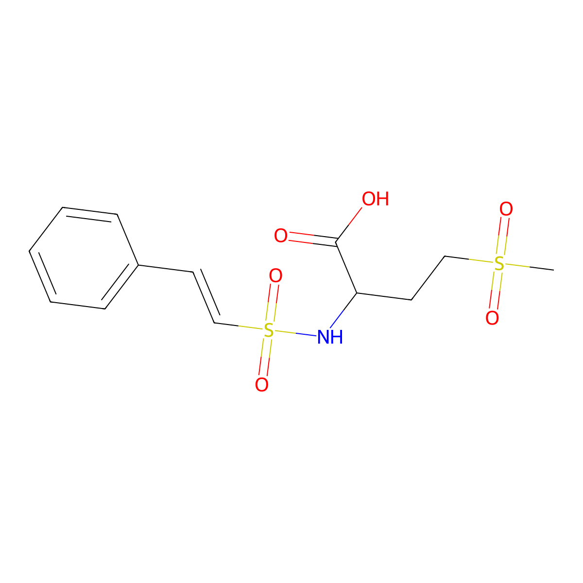 4-Methanesulfonyl-2-(2-phenylethenesulfonamido)butanoic acid molecular structure, CAS 1025448-55-8