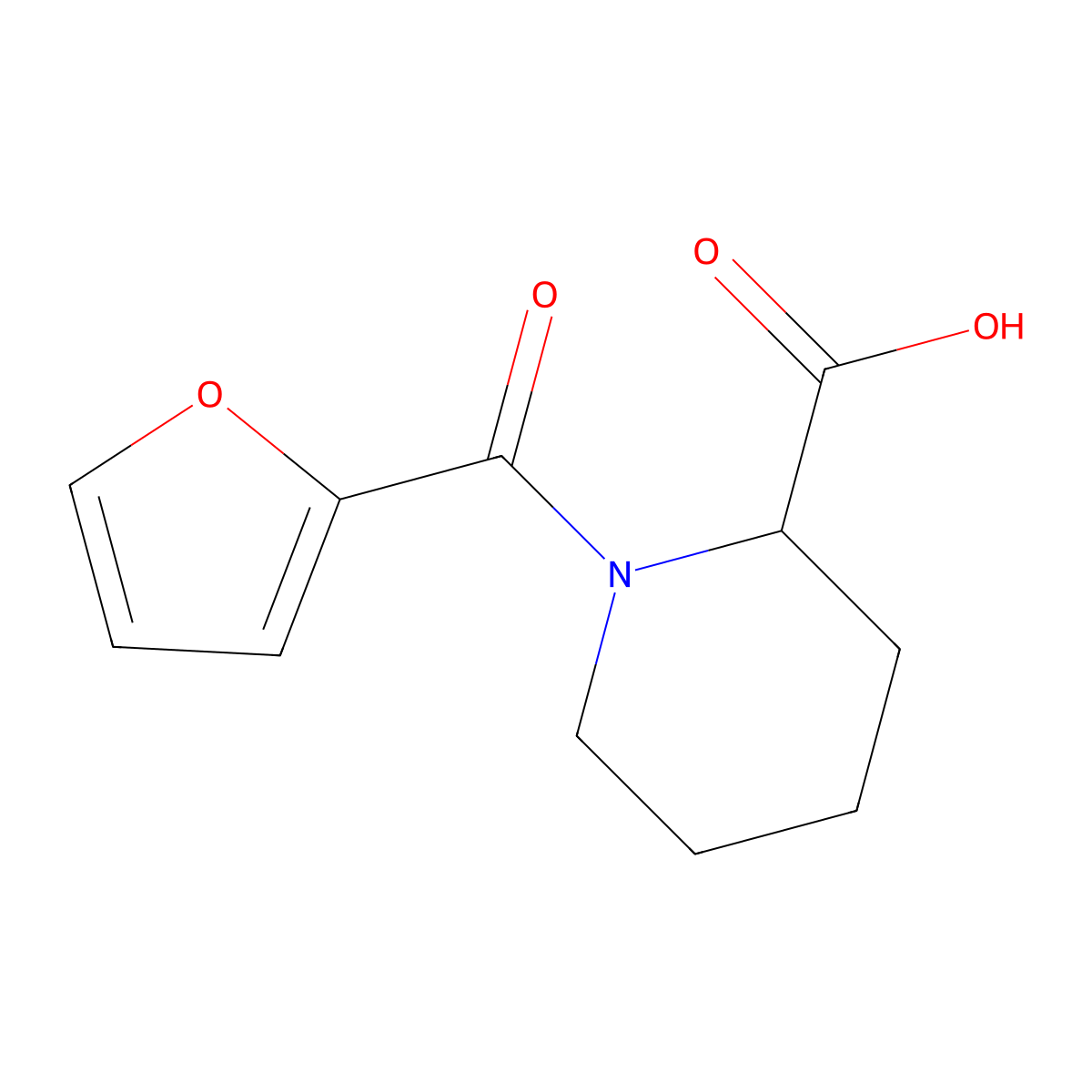 1-(Furan-2-carbonyl)piperidine-2-carboxylic acid molecular structure, CAS 1025450-05-8