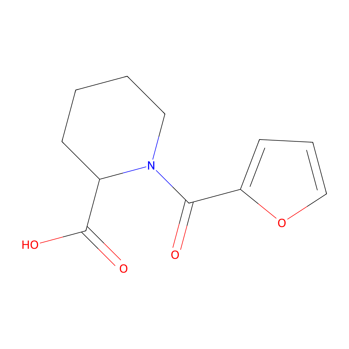 1-(Furan-2-carbonyl)piperidine-2-carboxylic acid molecular structure, CAS 1025450-05-8