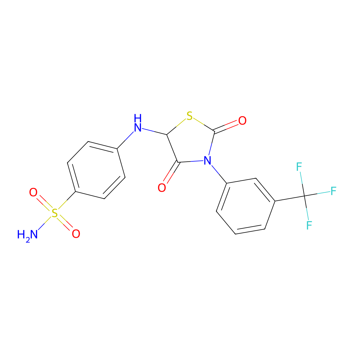 4-((2,4-Dioxo-3-(3-(trifluoromethyl)phenyl)thiazolidin-5-yl)amino)benzenesulfonamide molecular structure, CAS 1025452-09-8