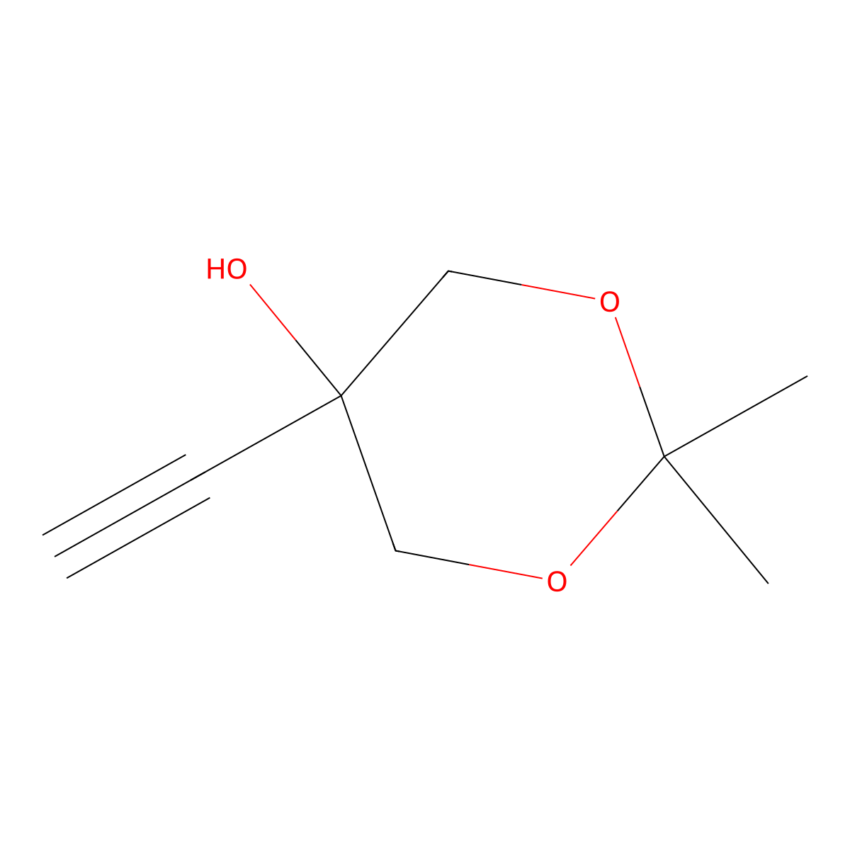 5-Ethynyl-2,2-dimethyl-1,3-dioxan-5-ol molecular structure, CAS 1025468-02-3