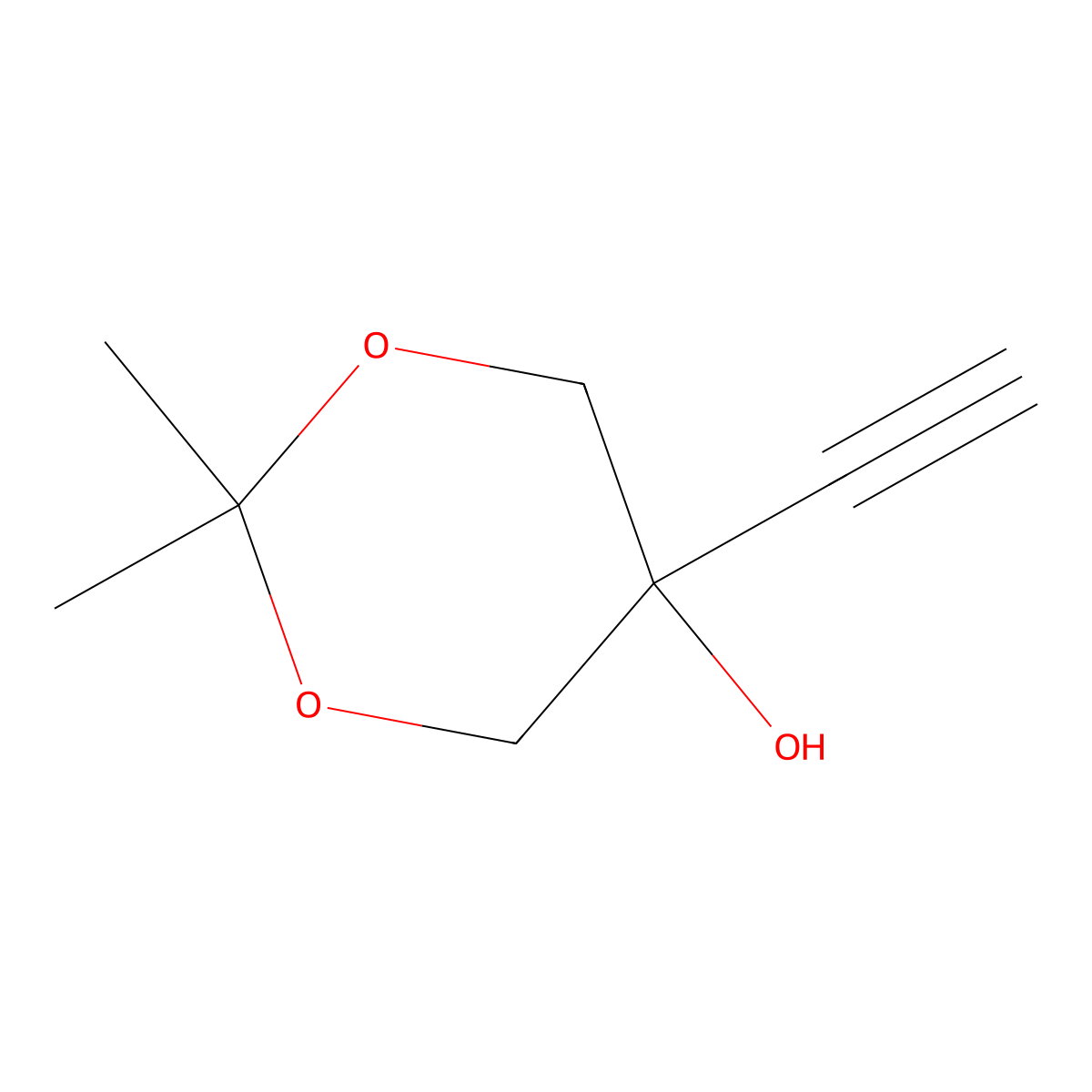 5-Ethynyl-2,2-dimethyl-1,3-dioxan-5-ol molecular structure, CAS 1025468-02-3