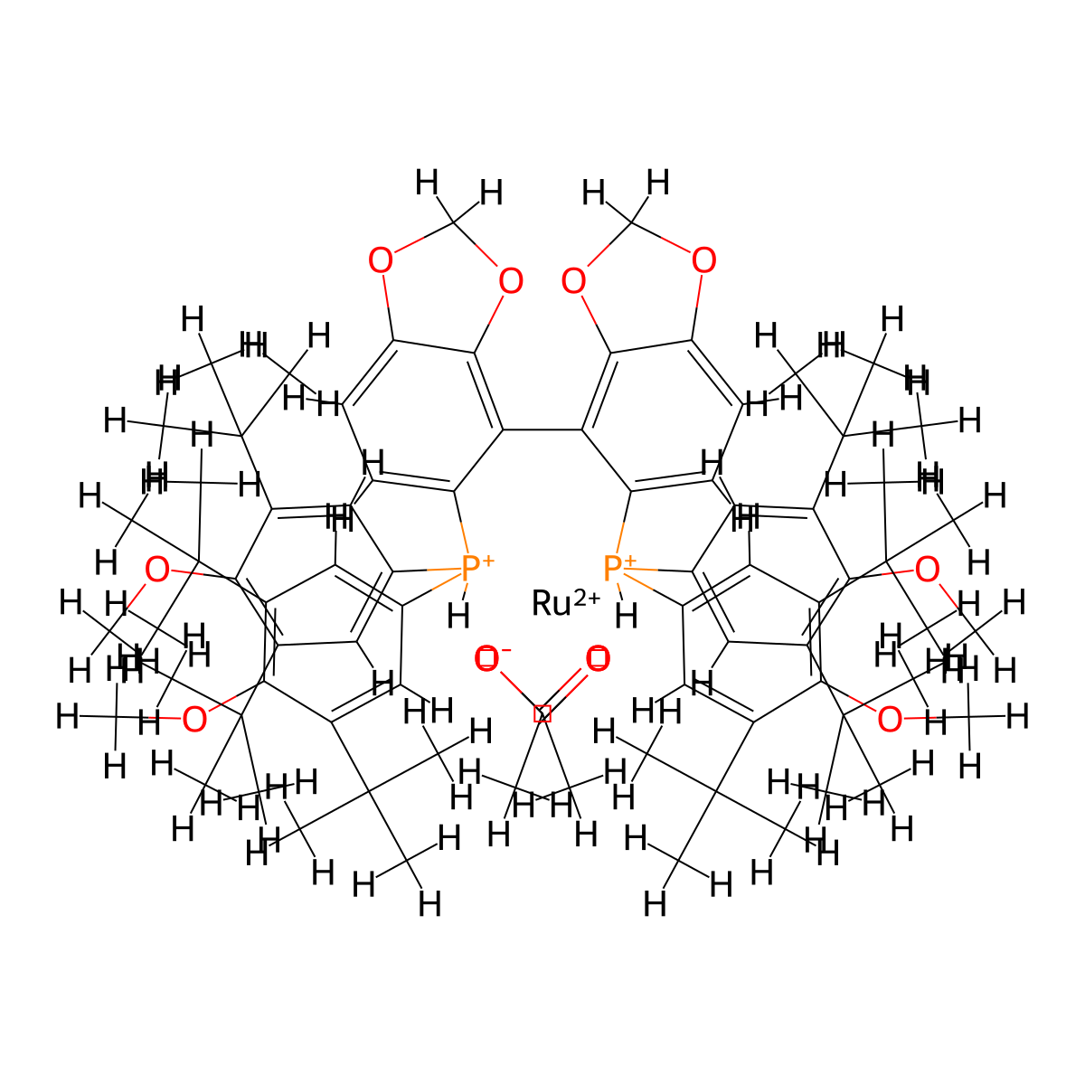 Diacetato{(R)-(-)-5,5'-bis[di(3,5-di-t-butyl-4-methoxyphenyl)phosphino]-4,4'-bi-1,3-benzodioxole}ruthenium(II) molecular structure, CAS 1025477-38-6