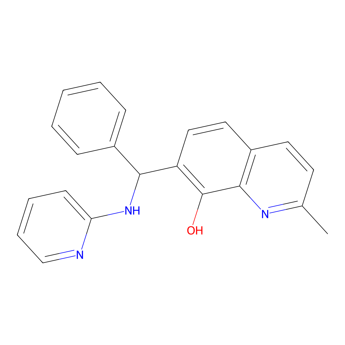 2-Methyl-7-[phenyl-(pyridin-2-ylamino)methyl]quinolin-8-ol molecular structure, CAS 102549-49-5