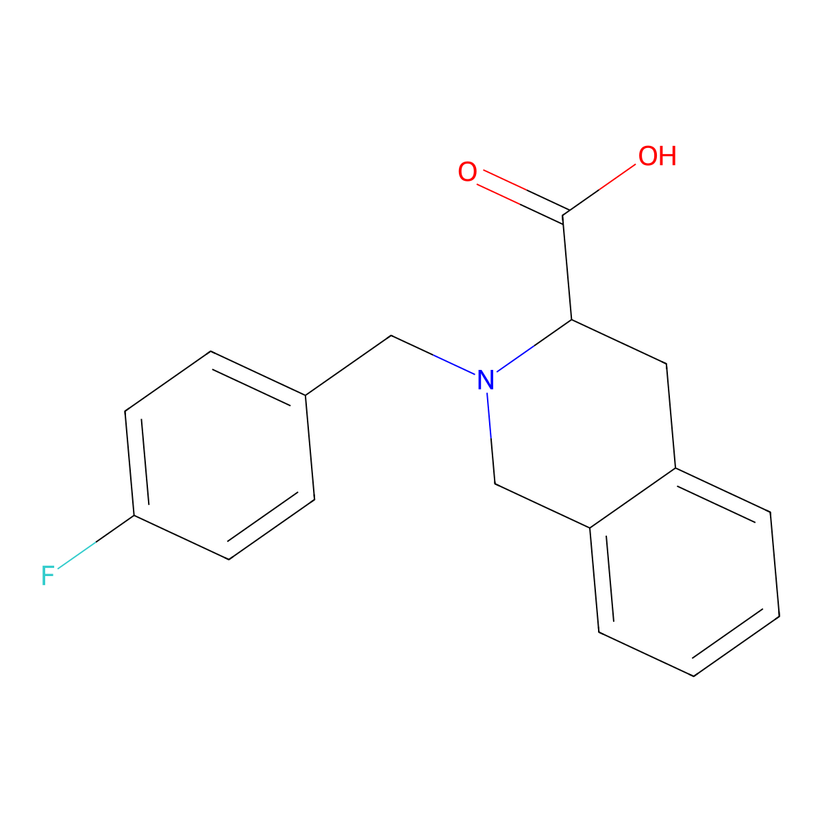 3-Isoquinolinecarboxylic acid, 2-[(4-fluorophenyl)methyl]-1,2,3,4-tetrahydro- molecular structure, CAS 1025496-01-8