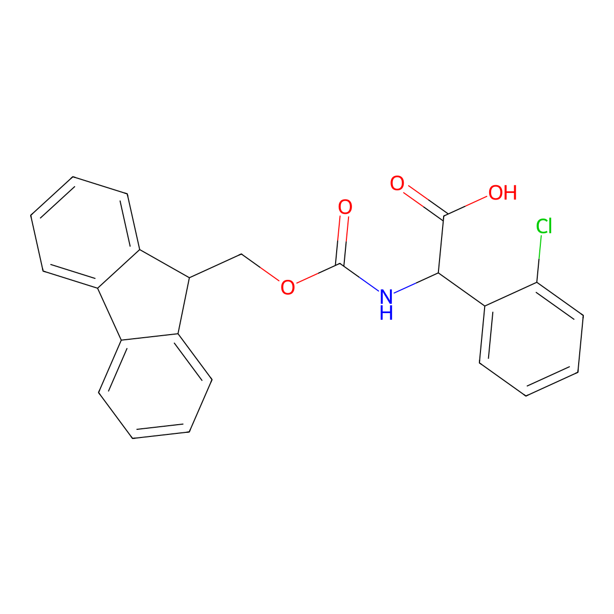 2-(2-chlorophenyl)-2-({[(9H-fluoren-9-yl)methoxy]carbonyl}amino)acetic acid molecular structure, CAS 1025496-19-8