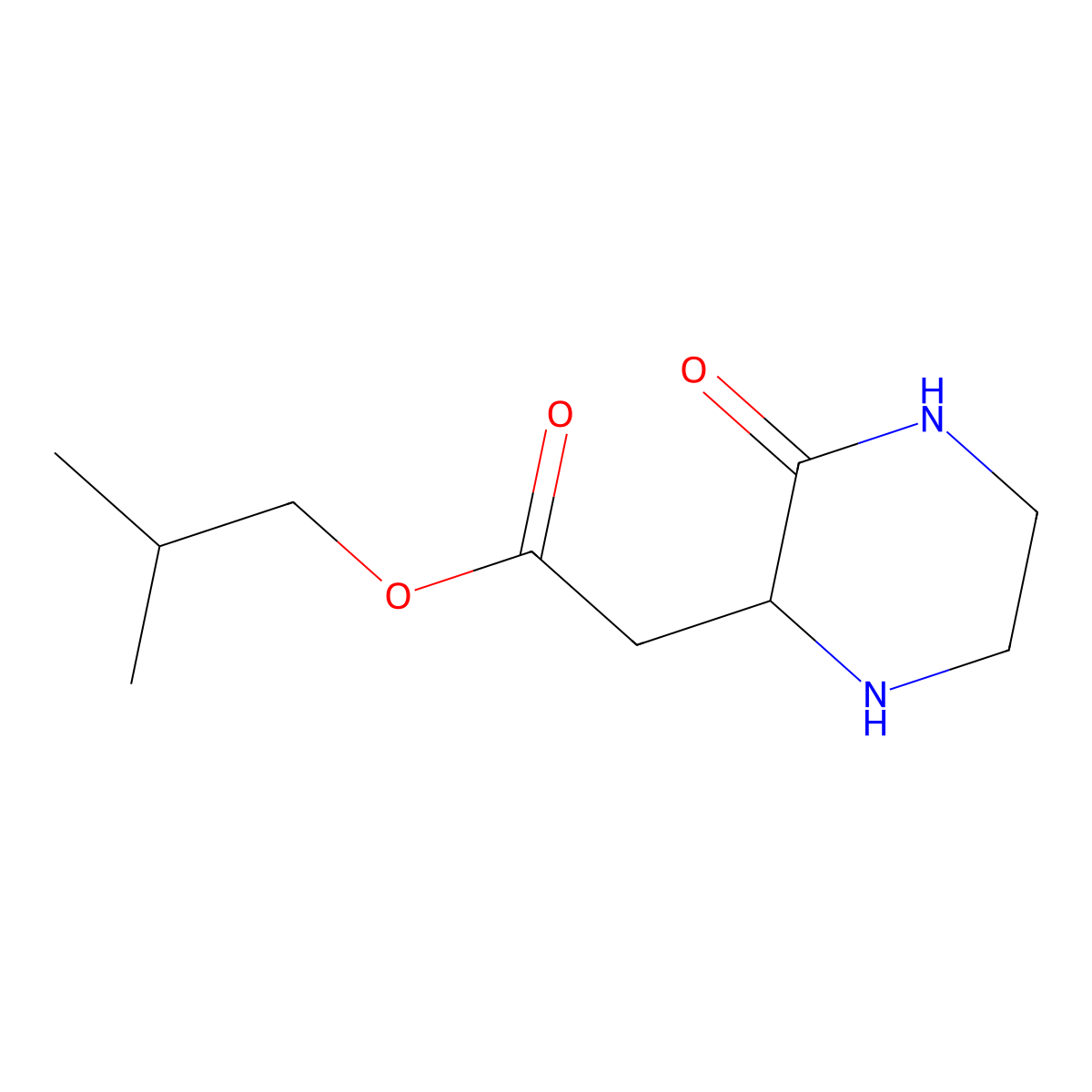 Isobutyl 2-(3-oxo-2-piperazinyl)acetate molecular structure, CAS 1025496-29-0
