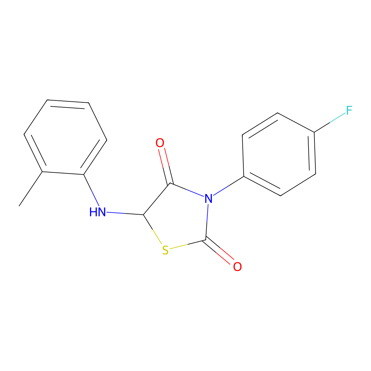 3-(4-Fluorophenyl)-5-[(2-methylphenyl)amino]-1,3-thiazolidine-2,4-dione molecular structure, CAS 1025499-75-5
