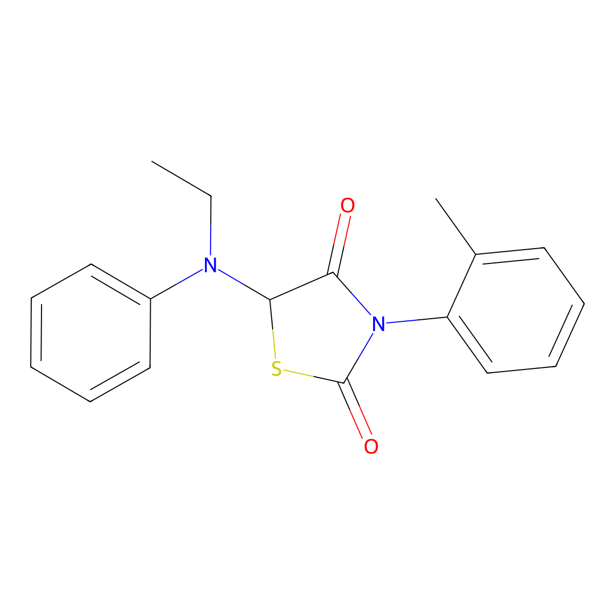 5-(Ethyl(phenyl)amino)-3-(o-tolyl)thiazolidine-2,4-dione molecular structure, CAS 1025500-00-8