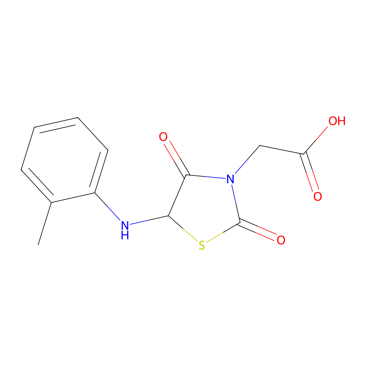 [2,4-Dioxo-5-(2-toluidino)-1,3-thiazolidin-3-yl]acetic acid molecular structure, CAS 1025500-36-0