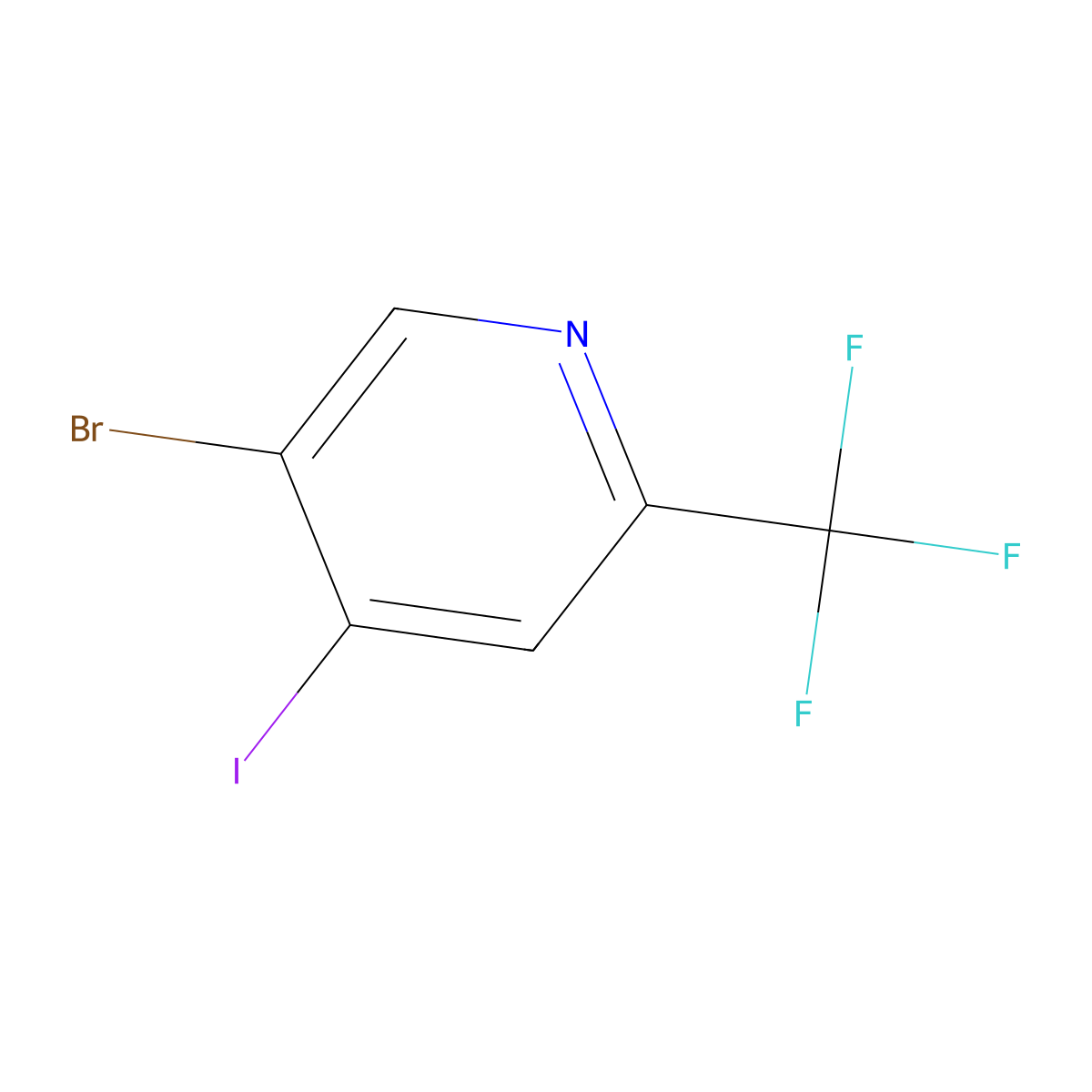 5-Bromo-4-iodo-2-(trifluoromethyl)pyridine molecular structure, CAS 1025509-75-4