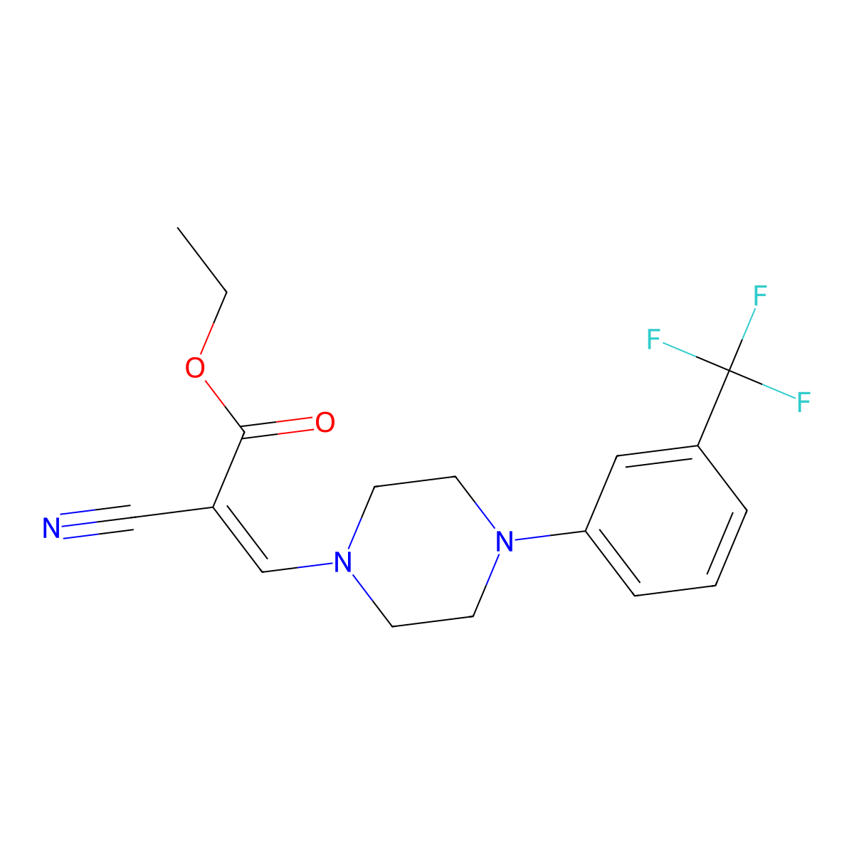 ethyl (2E)-2-cyano-3-{4-[3-(trifluoromethyl)phenyl]piperazin-1-yl}prop-2-enoate molecular structure, CAS 1025533-14-5