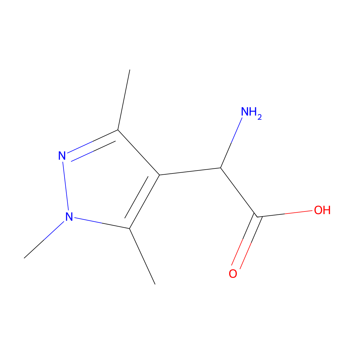 amino(1,3,5-trimethyl-1H-pyrazol-4-yl)acetic acid molecular structure, CAS 1025555-34-3