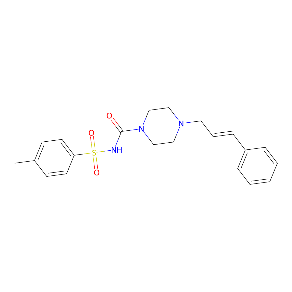 N-((4-Methylphenyl)sulfonyl)(4-(3-phenylprop-2-enyl)piperazinyl)formamide molecular structure, CAS 1025561-75-4