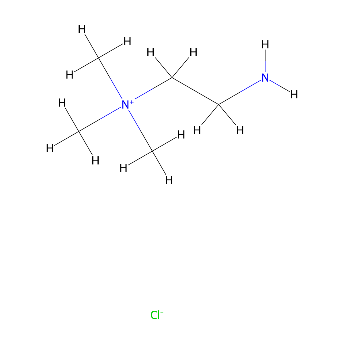 (2-Aminoethyl)trimethyl chloride hydrochloride molecular structure, CAS 10256-43-6