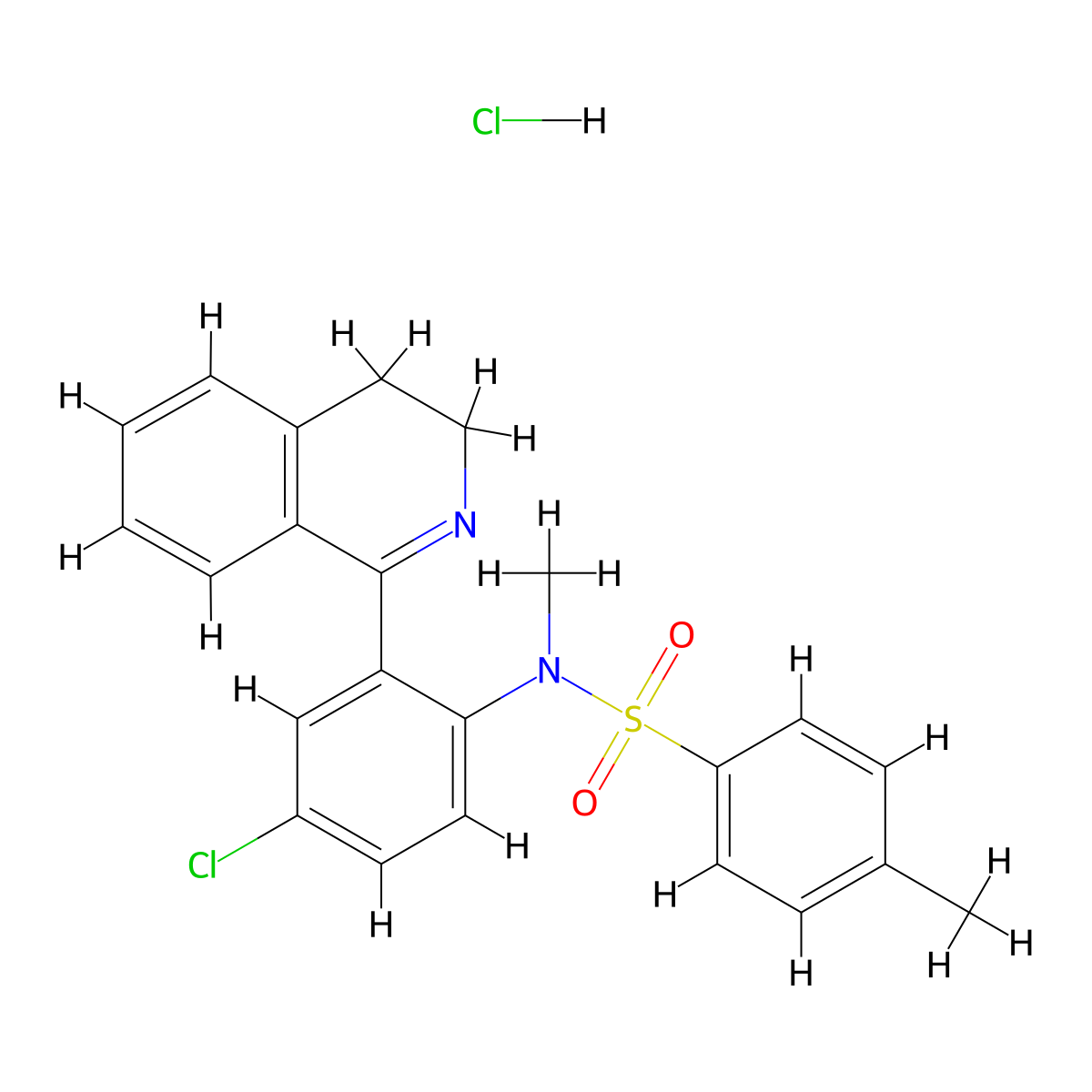 N-[4-chloro-2-(3,4-dihydro-1-isoquinolinyl)phenyl]-N,4-dimethylbenzenesulfonamide hydrochloride molecular structure, CAS 10256-61-8