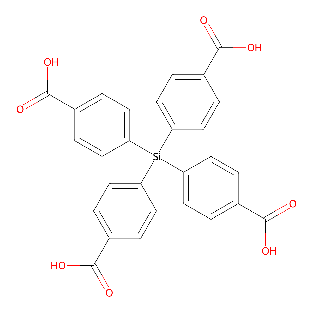 Tetrakis(4-carboxyphenyl)silane molecular structure, CAS 10256-84-5