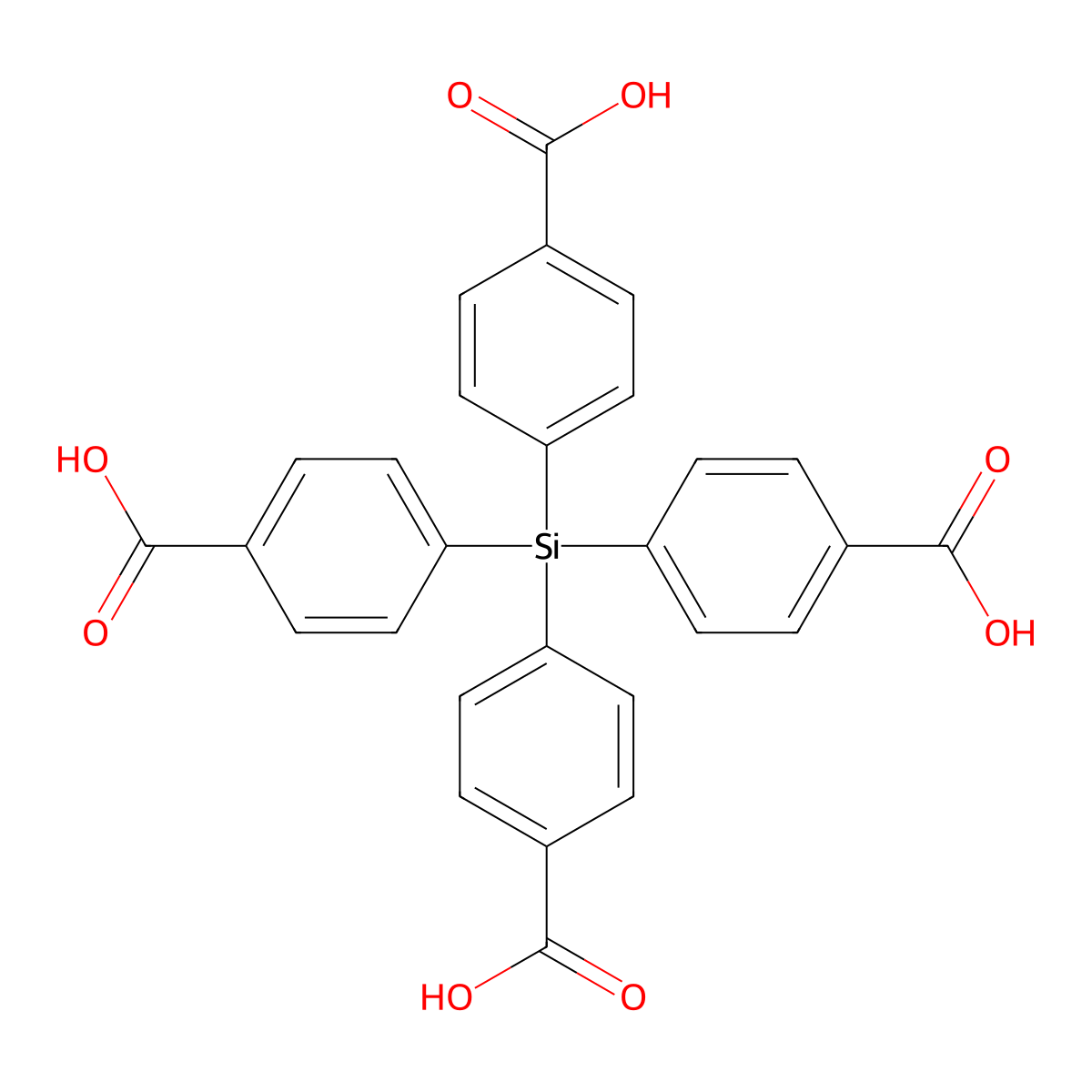 Tetrakis(4-carboxyphenyl)silane molecular structure, CAS 10256-84-5