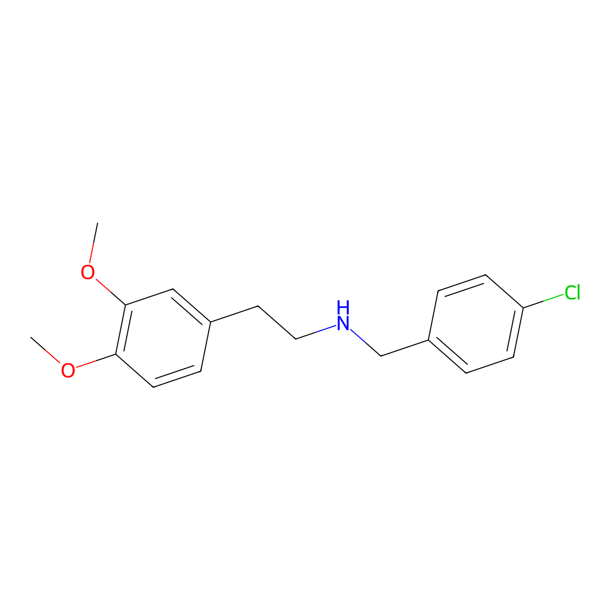 N-[(4-chlorophenyl)methyl]-2-(3,4-dimethoxyphenyl)ethanamine molecular structure, CAS 102560-50-9