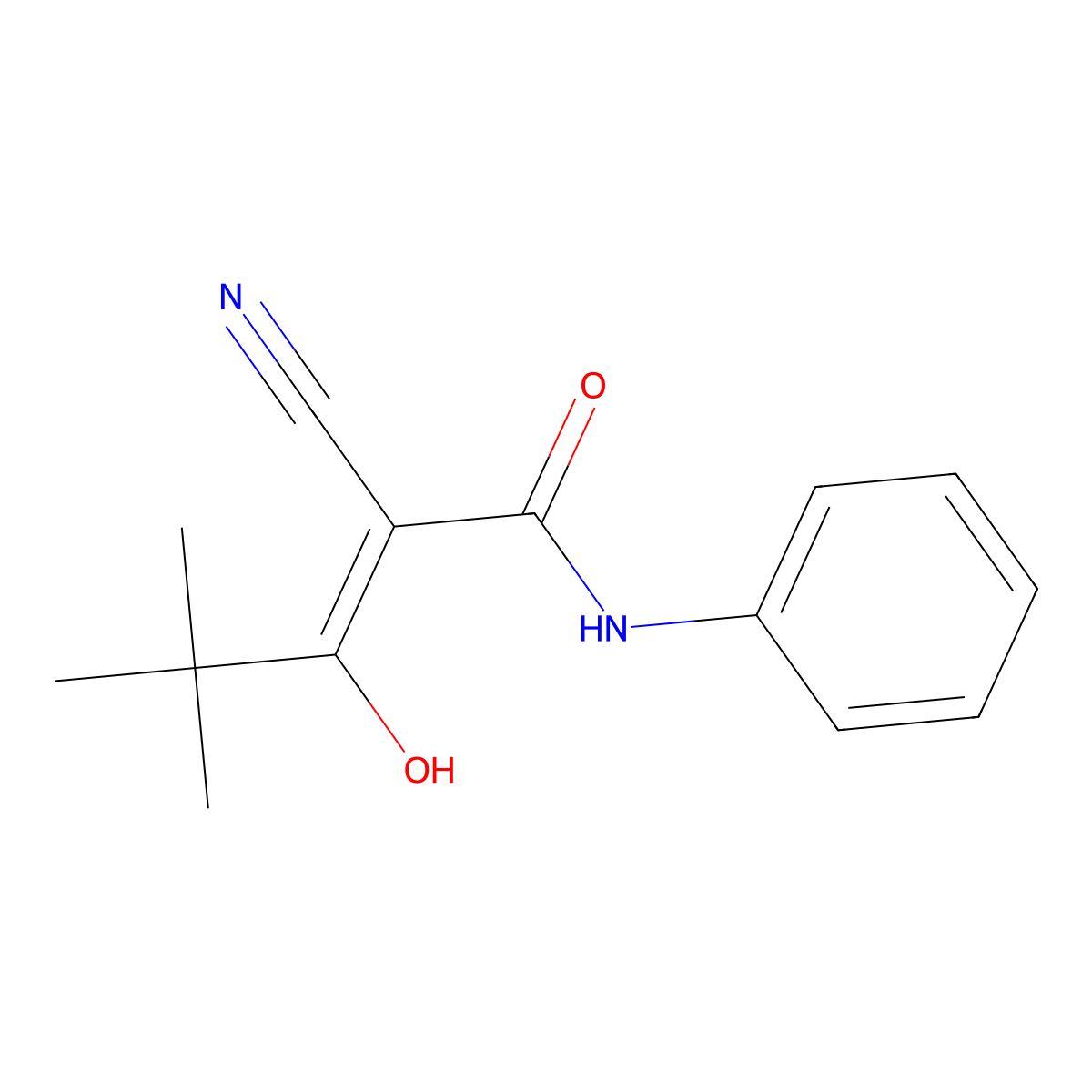 2-(2,2-Dimethylpropanoyl)-3-hydroxy-3-(phenylamino)prop-2-enenitrile molecular structure, CAS 1025625-75-5