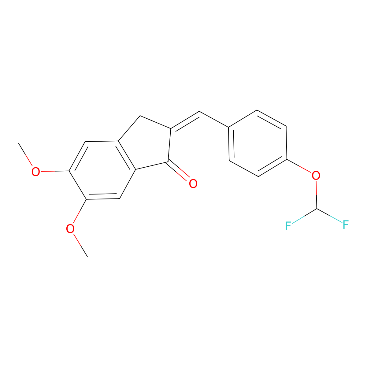 2-{(Z)-[4-(difluoromethoxy)phenyl]methylidene}-5,6-dimethoxy-1H-inden-1(3H)-one molecular structure, CAS 1025637-49-3