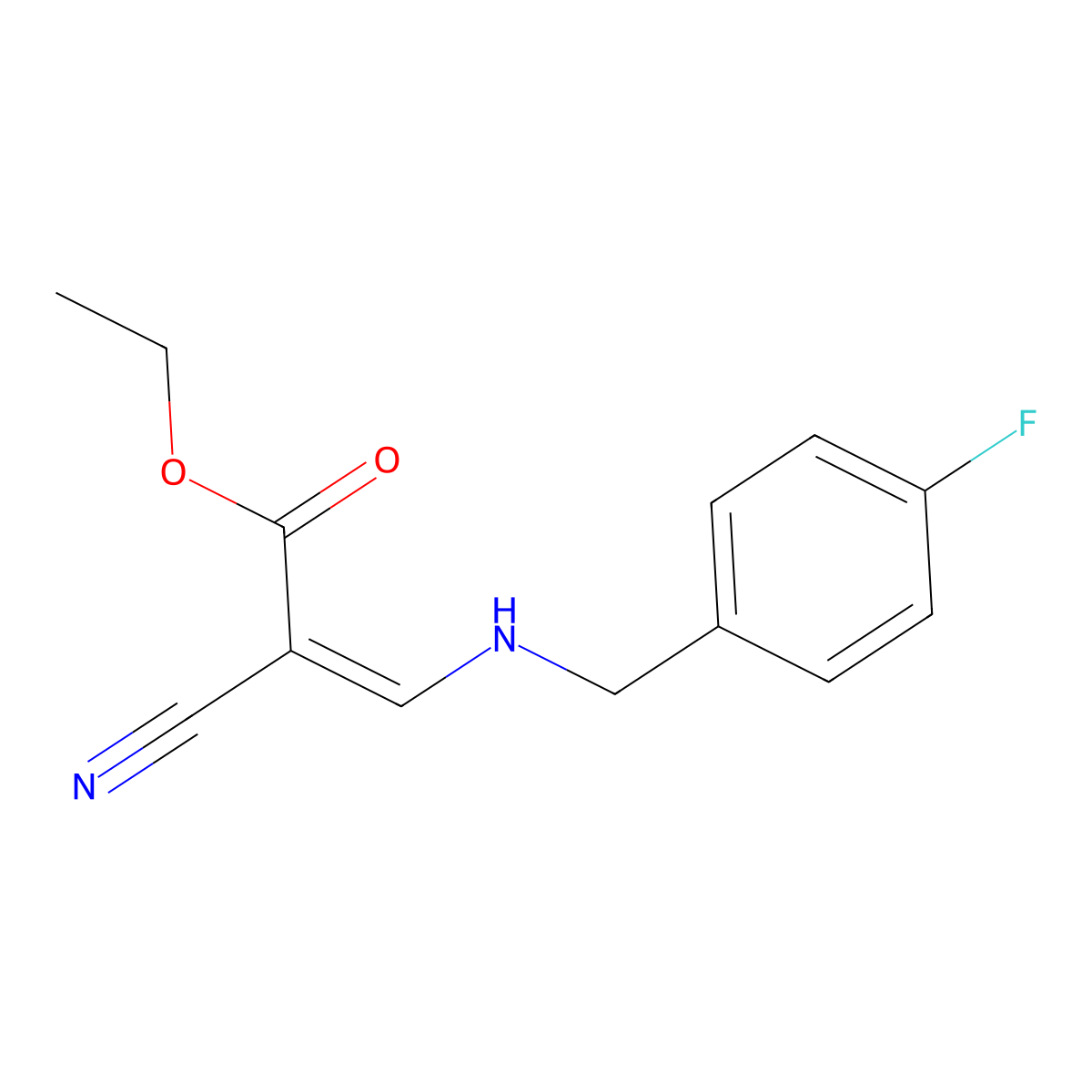 Ethyl 2-cyano-3-[(4-fluorophenyl)methylamino]prop-2-enoate molecular structure, CAS 1025644-67-0
