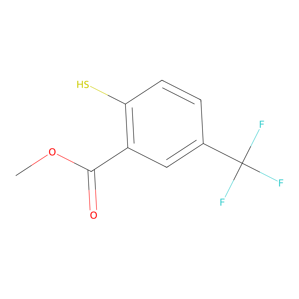 Methyl 2-mercapto-5-trifluoromethylbenzoate molecular structure, CAS 102565-22-0