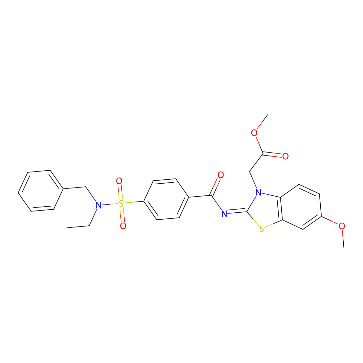 (Z)-methyl 2-(2-((4-(N-benzyl-N-ethylsulfamoyl)benzoyl)imino)-6-methoxybenzo[d]thiazol-3(2H)-yl)acetate molecular structure, CAS 1025667-90-6