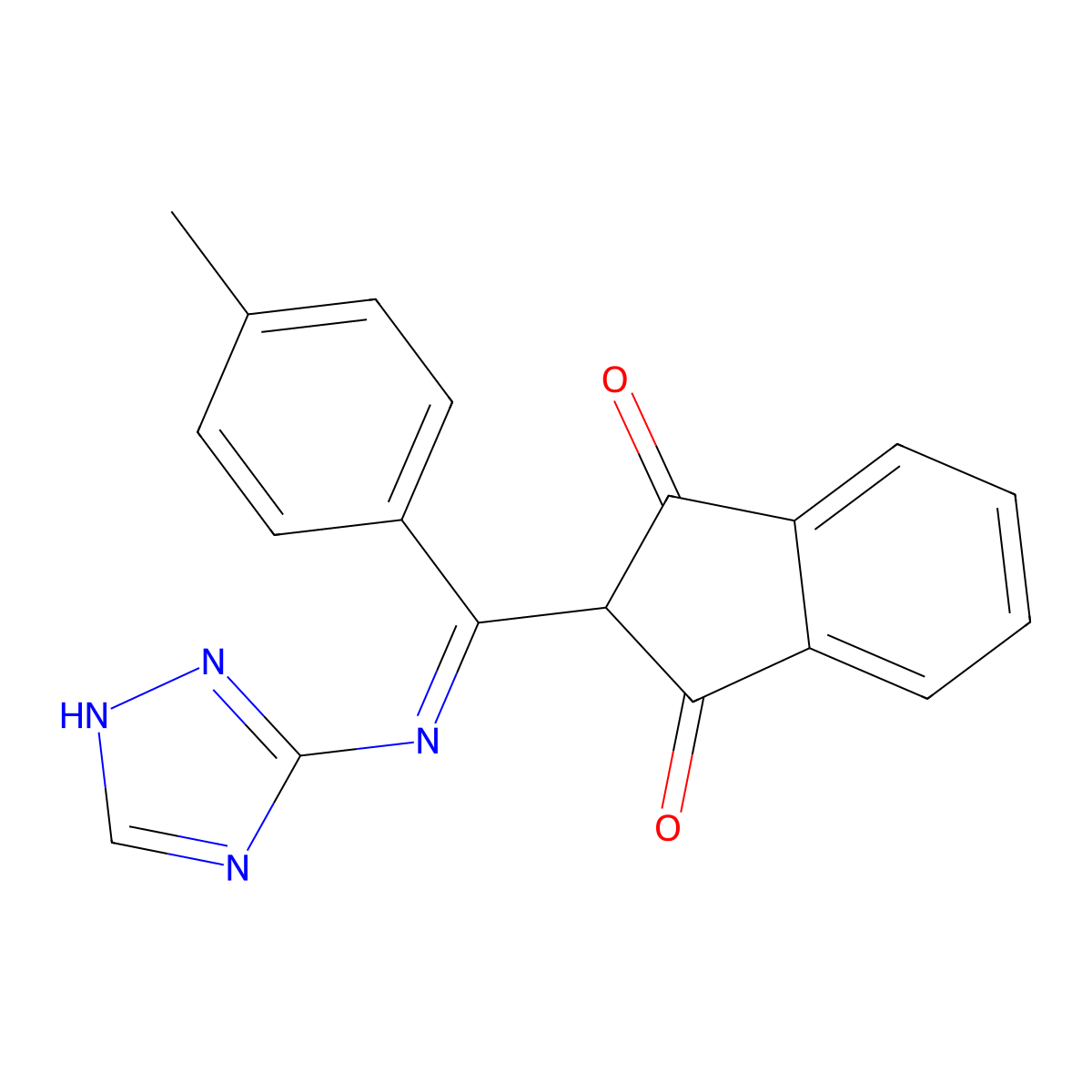 2-[C-(4-methylphenyl)-N-(1H-1,2,4-triazol-5-yl)carbonimidoyl]indene-1,3-dione molecular structure, CAS 1025668-21-6