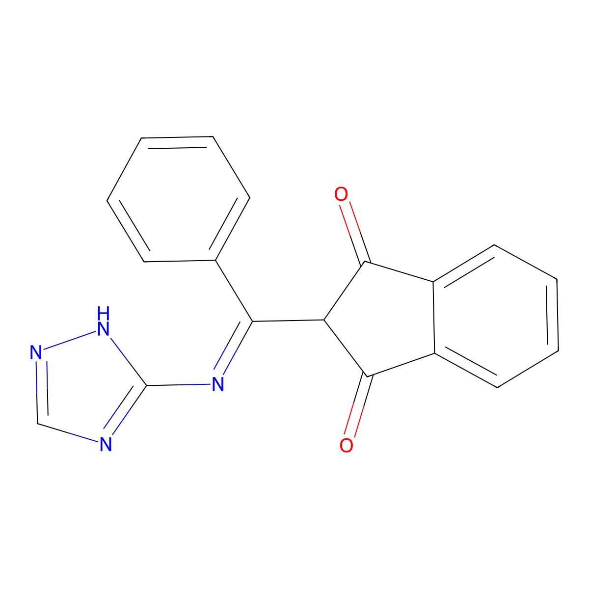 2-[C-phenyl-N-(1H-1,2,4-triazol-5-yl)carbonimidoyl]indene-1,3-dione molecular structure, CAS 1025669-17-3