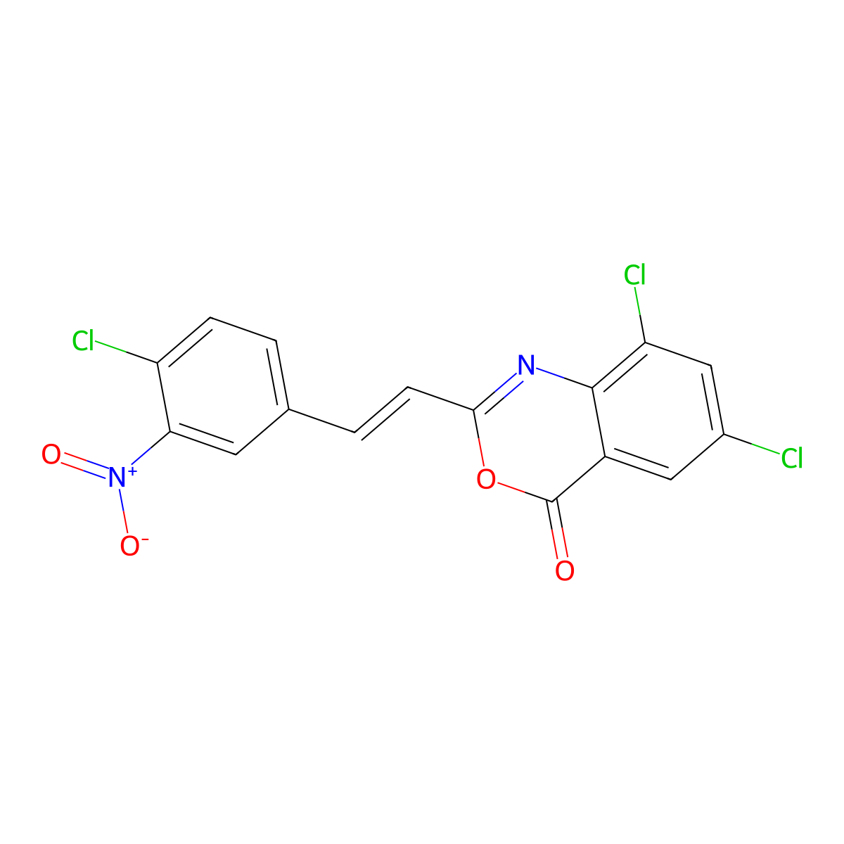 6,8-dichloro-2-[(E)-2-(4-chloro-3-nitrophenyl)ethenyl]-4H-3,1-benzoxazin-4-one molecular structure, CAS 1025679-04-2