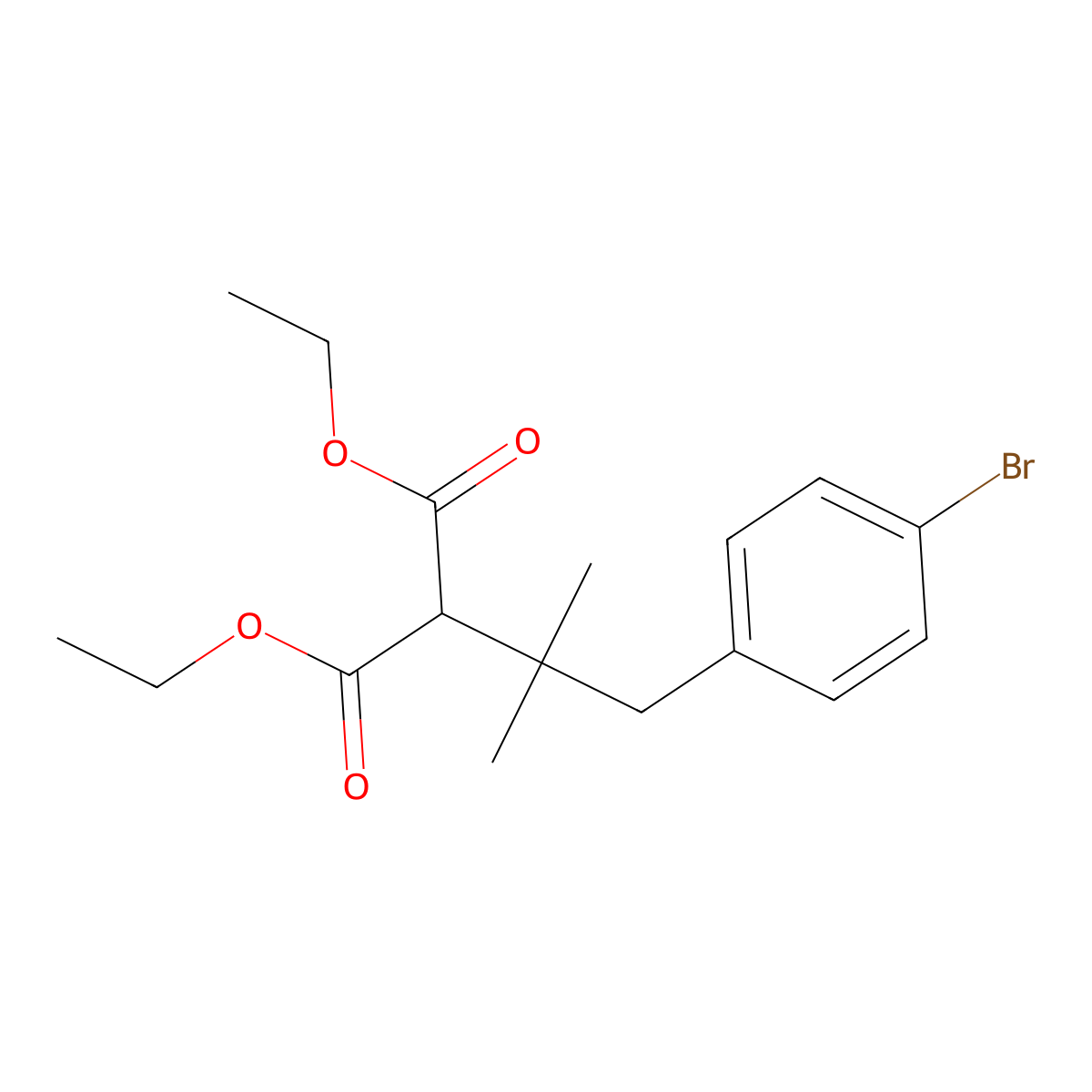 Diethyl 2-(1-(4-bromophenyl)-2-methylpropan-2-yl)malonate molecular structure, CAS 102568-18-3