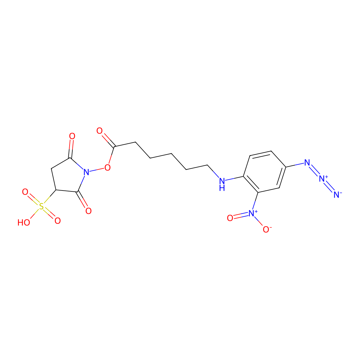 Sulfosuccinimidyl 6-((4-azido-2-nitrophenyl)amino)hexanoate molecular structure, CAS 102568-43-4