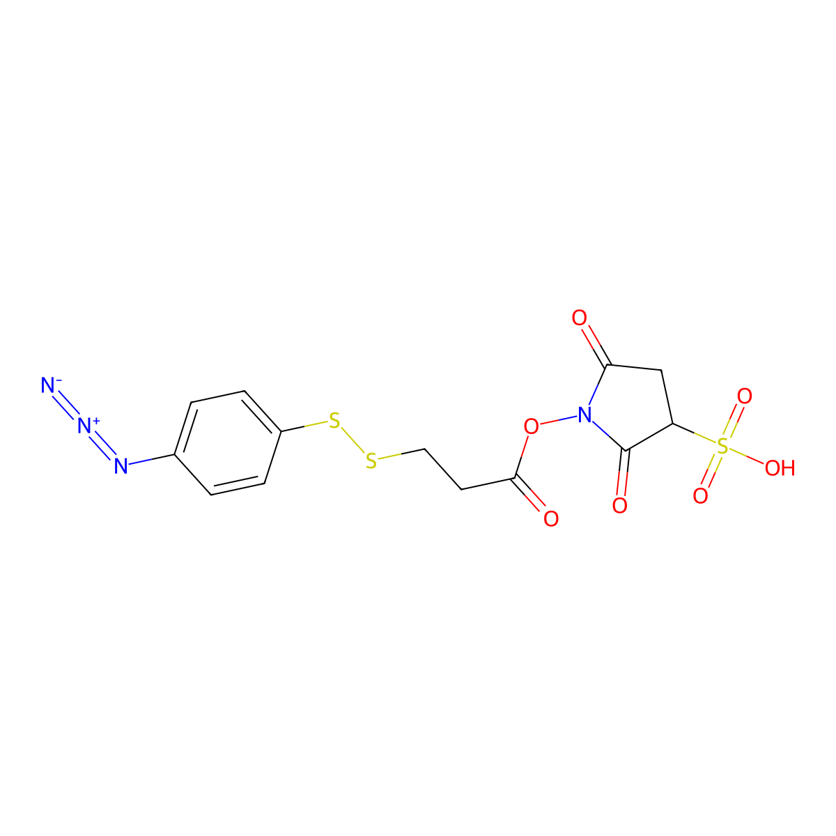 Sulfosuccinimidyl (4-azidophenyldithio)propionate molecular structure, CAS 102568-45-6