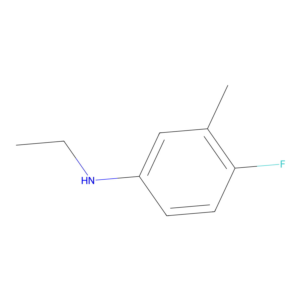 N-ethyl-4-fluoro-3-methylaniline molecular structure, CAS 102568-75-2