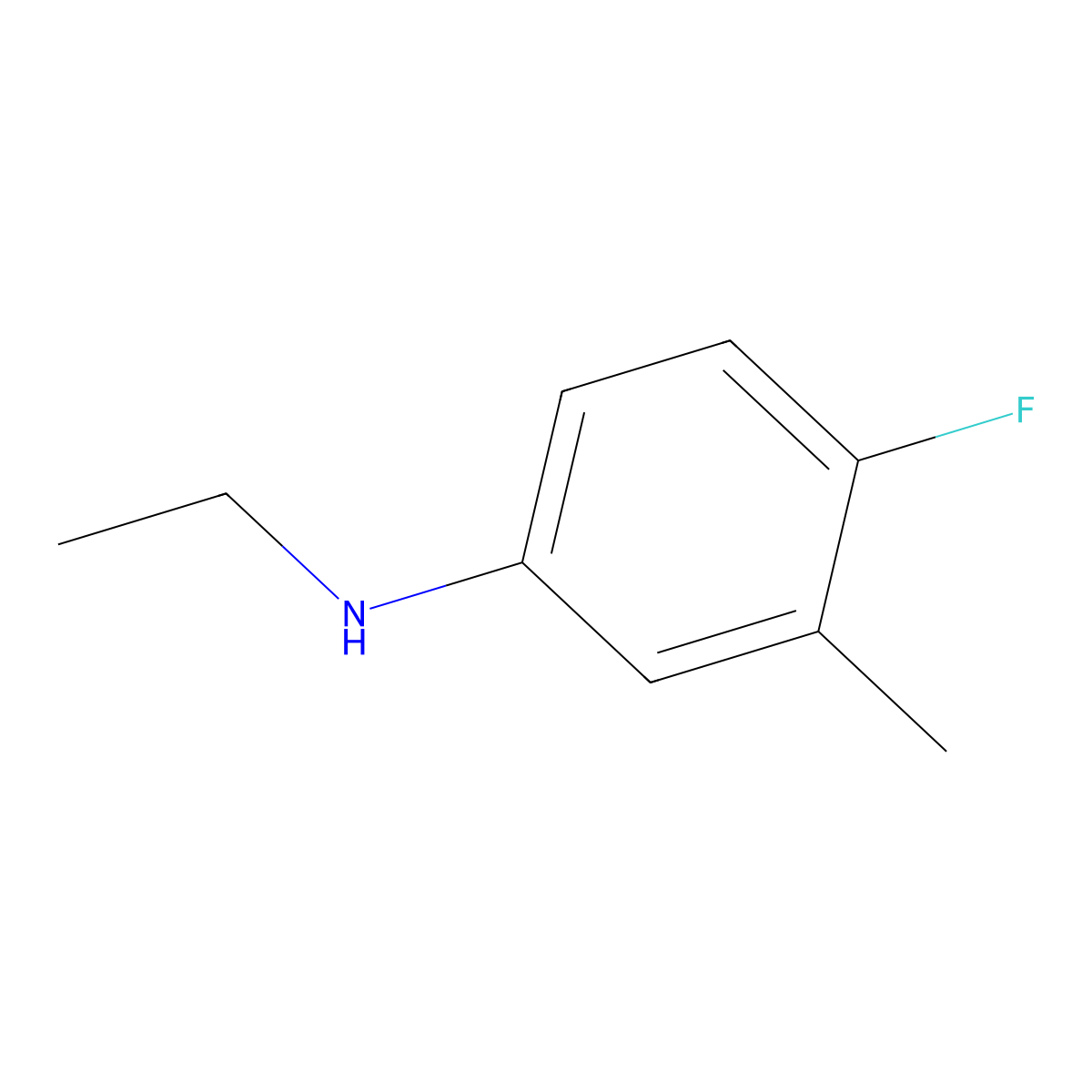 N-ethyl-4-fluoro-3-methylaniline molecular structure, CAS 102568-75-2