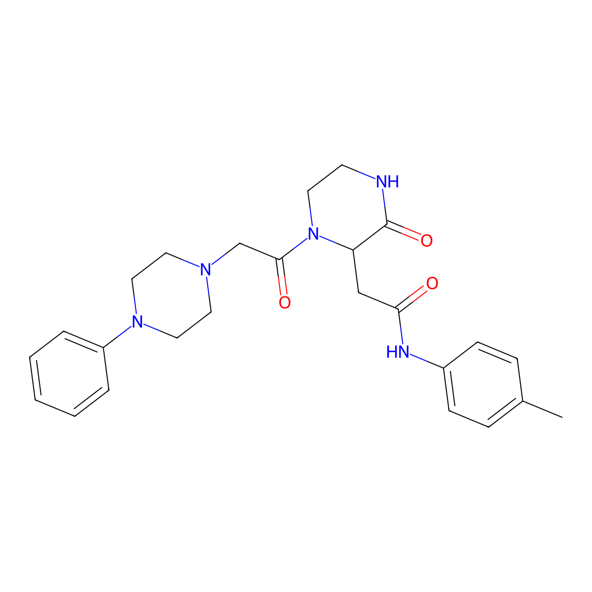 N-(4-methylphenyl)-2-{3-oxo-1-[(4-phenylpiperazin-1-yl)acetyl]piperazin-2-yl}acetamide molecular structure, CAS 1025685-69-1