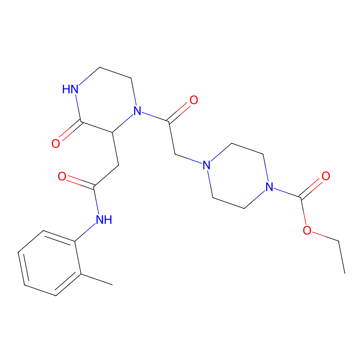 Ethyl 4-[2-(2-{2-[(2-methylphenyl)amino]-2-oxoethyl}-3-oxopiperazin-1-yl)-2-oxoethyl]piperazine-1-carboxylate molecular structure, CAS 1025685-98-6
