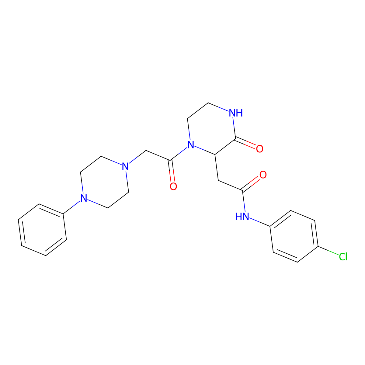 N-(4-chlorophenyl)-2-{3-oxo-1-[(4-phenylpiperazin-1-yl)acetyl]piperazin-2-yl}acetamide molecular structure, CAS 1025686-05-8