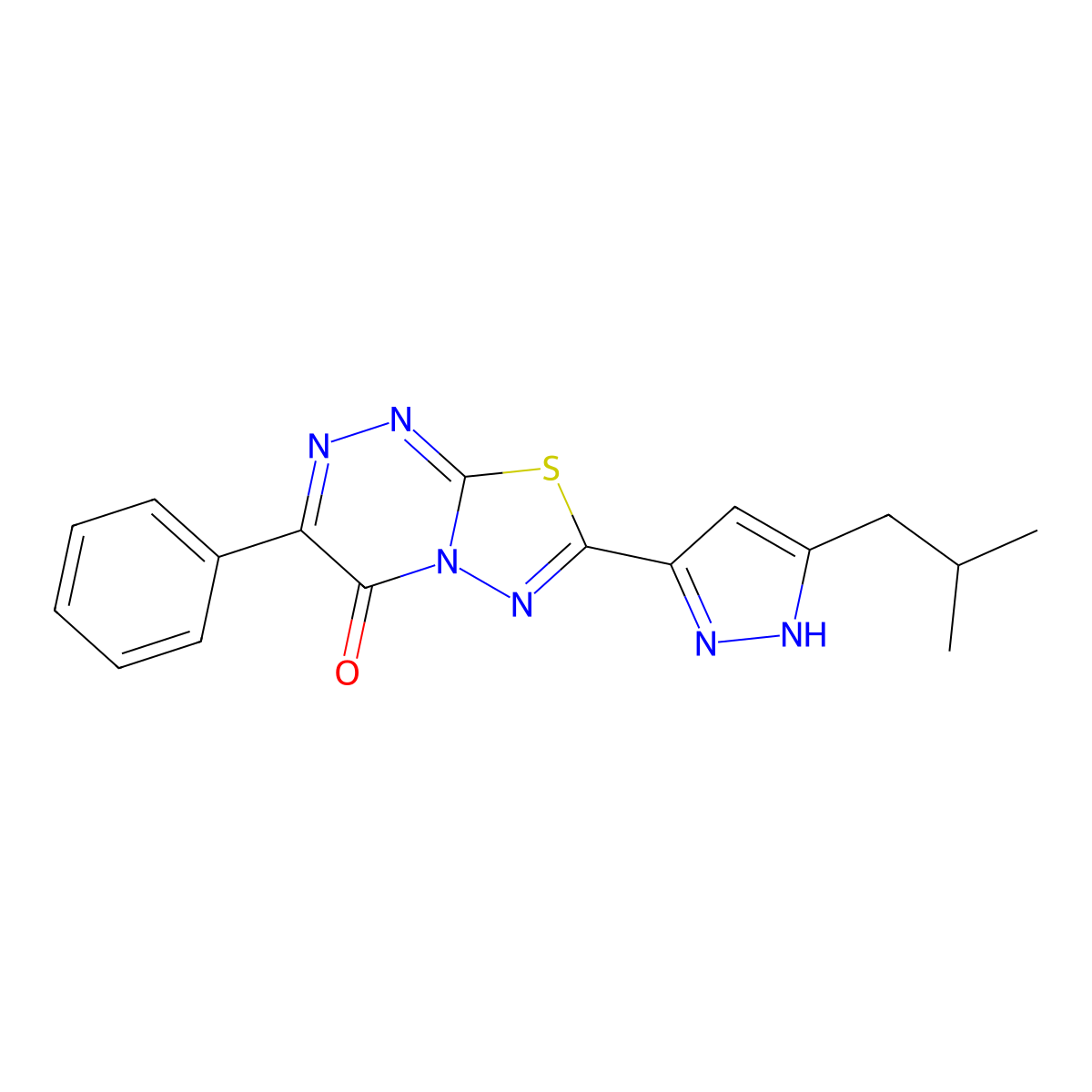 7-(3-isobutyl-1H-pyrazol-5-yl)-3-phenyl-4H-[1,3,4]thiadiazolo[2,3-c][1,2,4]triazin-4-one molecular structure, CAS 1025686-86-5
