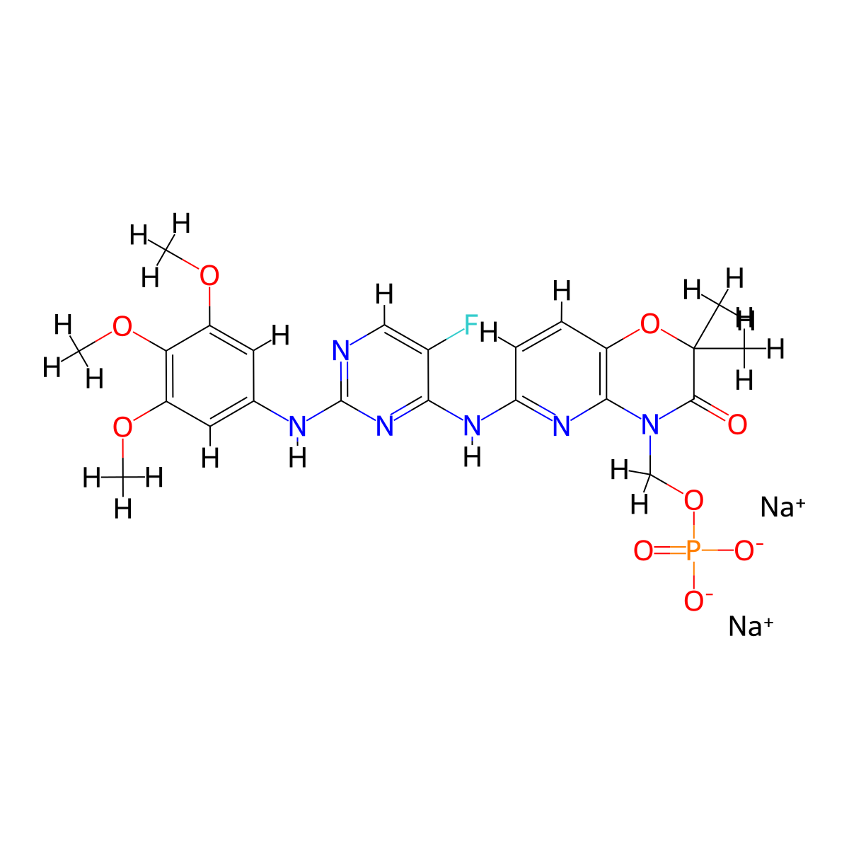 Fostamatinib disodium anhydrous molecular structure, CAS 1025687-58-4
