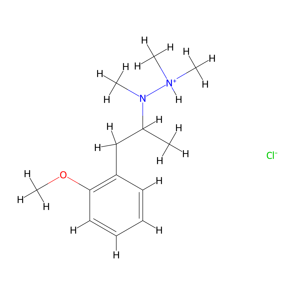 Hydrazine, 1-(o-methoxy-alpha-methylphenethyl)-1,2,2-trimethyl-, hydrochloride molecular structure, CAS 102570-91-2